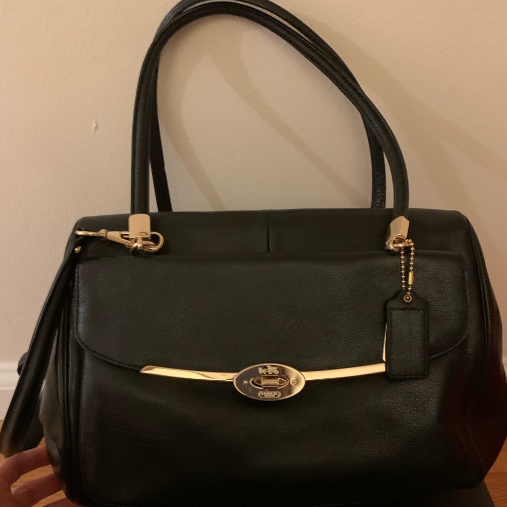 New Coach Madison Madeline Black Leather Satchel